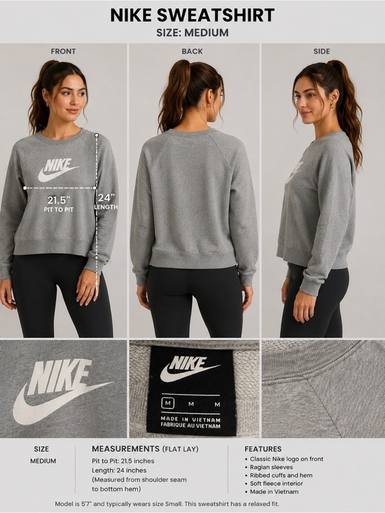 Nike Tops - Nike Gray Logo Crew Sweatshirt - Women's